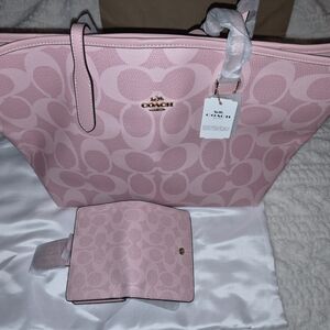 Coach Pink Signature Tote Bag